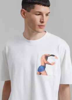 The Frankie Shop Jw Anderson Profile Stud Chest Pocket T-Shirt White Best