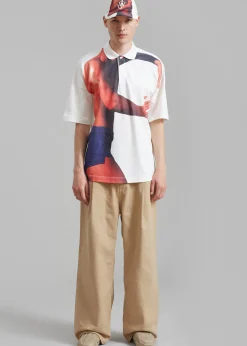 The Frankie Shop Jw Anderson Profile Stud Printed Polo Shirt Off White Online