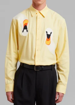 The Frankie Shop Jw Anderson Swan Embroidered Classic Fit Shirt Yellow Online