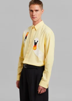 The Frankie Shop Jw Anderson Swan Embroidered Classic Fit Shirt Yellow Online