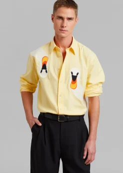 The Frankie Shop Jw Anderson Swan Embroidered Classic Fit Shirt Yellow Online