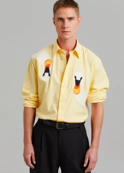 The Frankie Shop Jw Anderson Swan Embroidered Classic Fit Shirt Yellow Online
