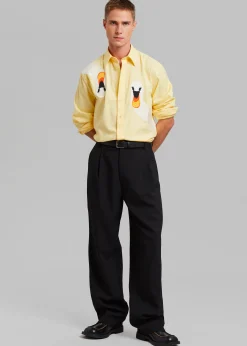 The Frankie Shop Jw Anderson Swan Embroidered Classic Fit Shirt Yellow Online