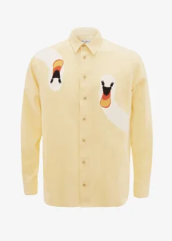 The Frankie Shop Jw Anderson Swan Embroidered Classic Fit Shirt Yellow Online