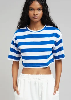 The Frankie Shop Karina Cropped T-Shirt Cobalt/White New