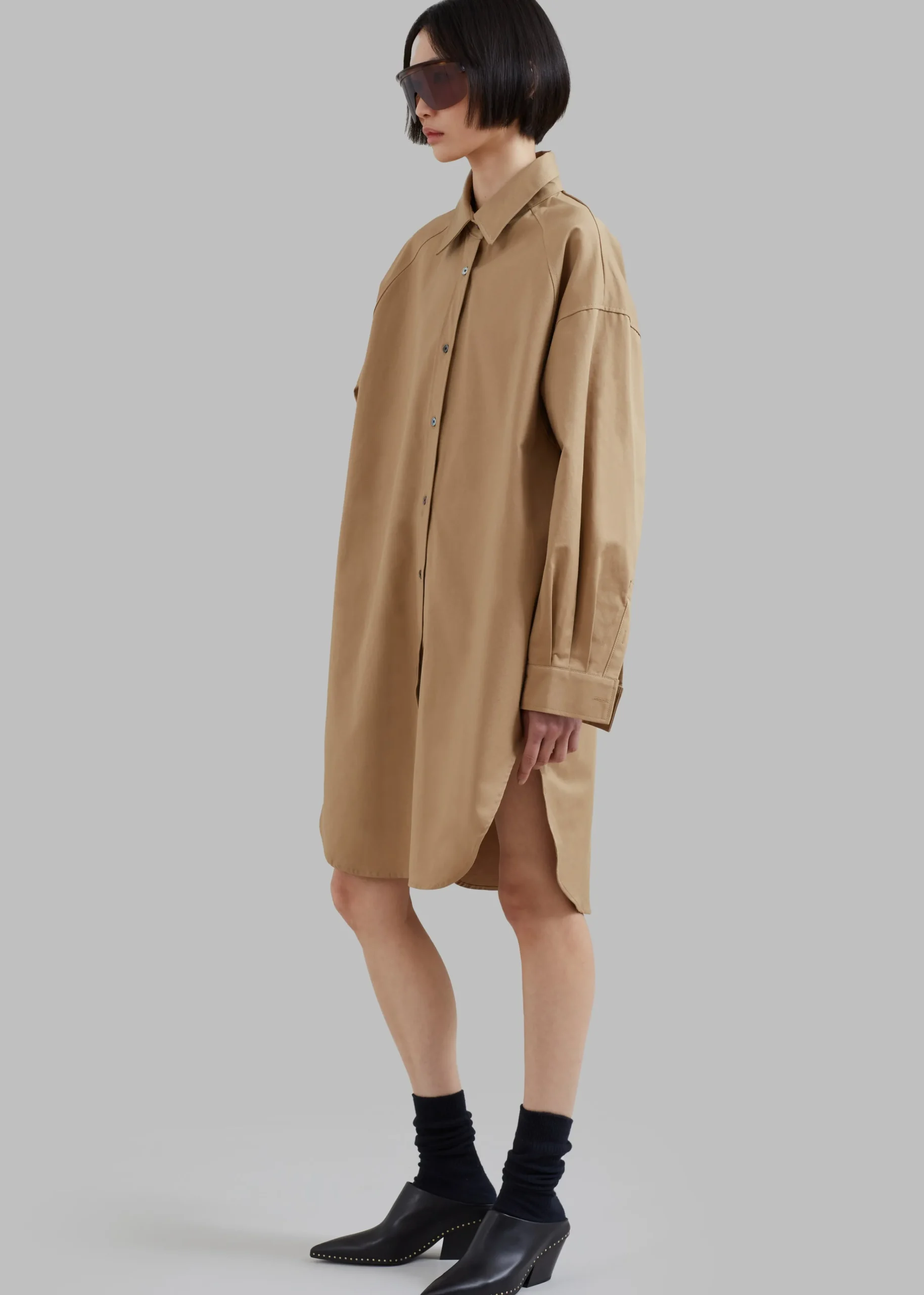 The Frankie Shop Karole Shirt Dress Tan Outlet