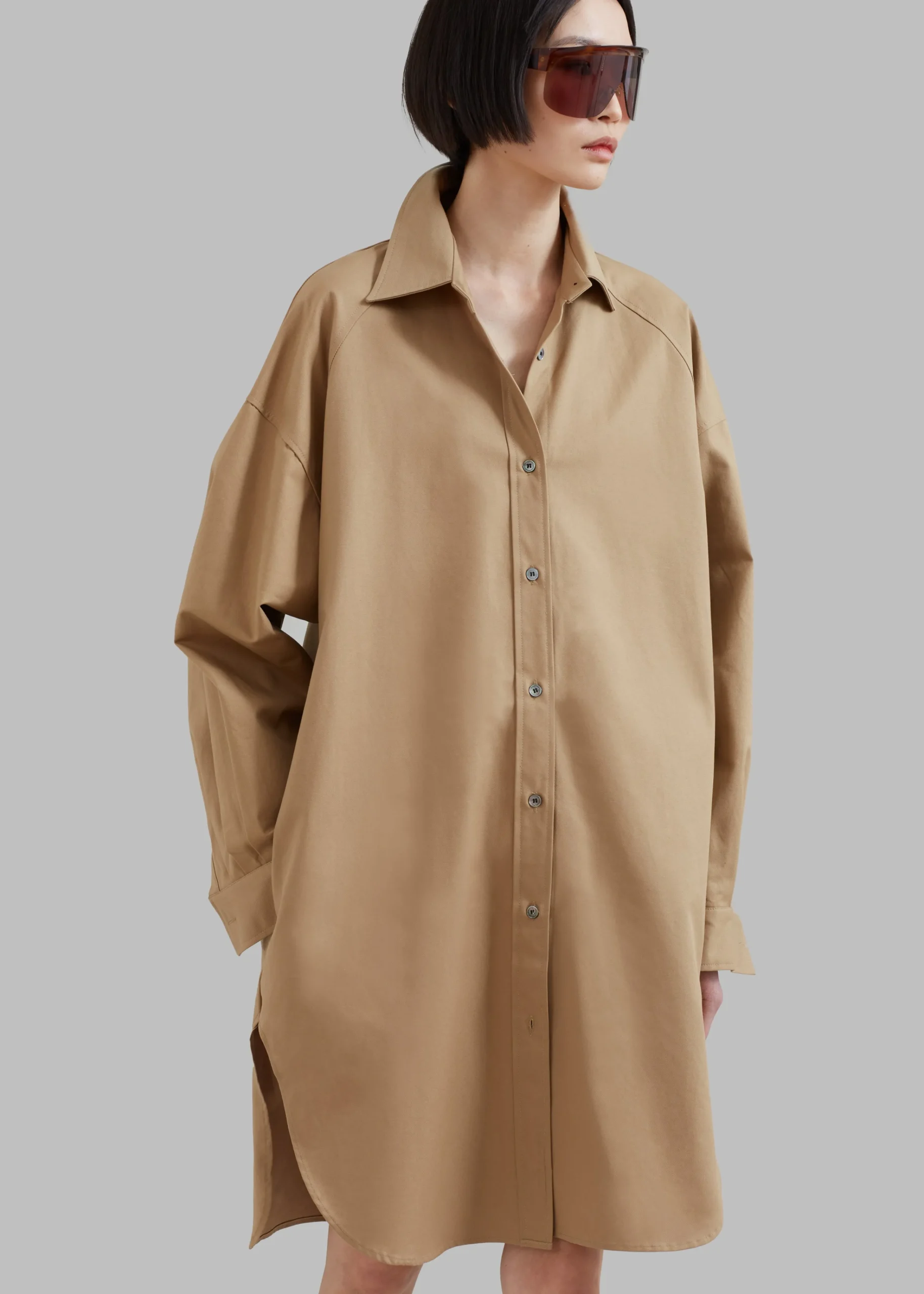 The Frankie Shop Karole Shirt Dress Tan Outlet
