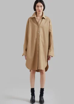 The Frankie Shop Karole Shirt Dress Tan Outlet