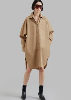 The Frankie Shop Karole Shirt Dress Tan Outlet