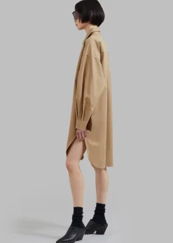 The Frankie Shop Karole Shirt Dress Tan Outlet