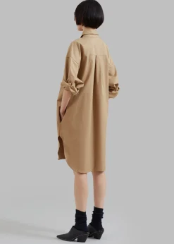 The Frankie Shop Karole Shirt Dress Tan Outlet