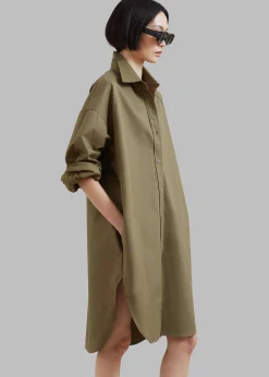 The Frankie Shop Karole Shirt Dress Olive Hot