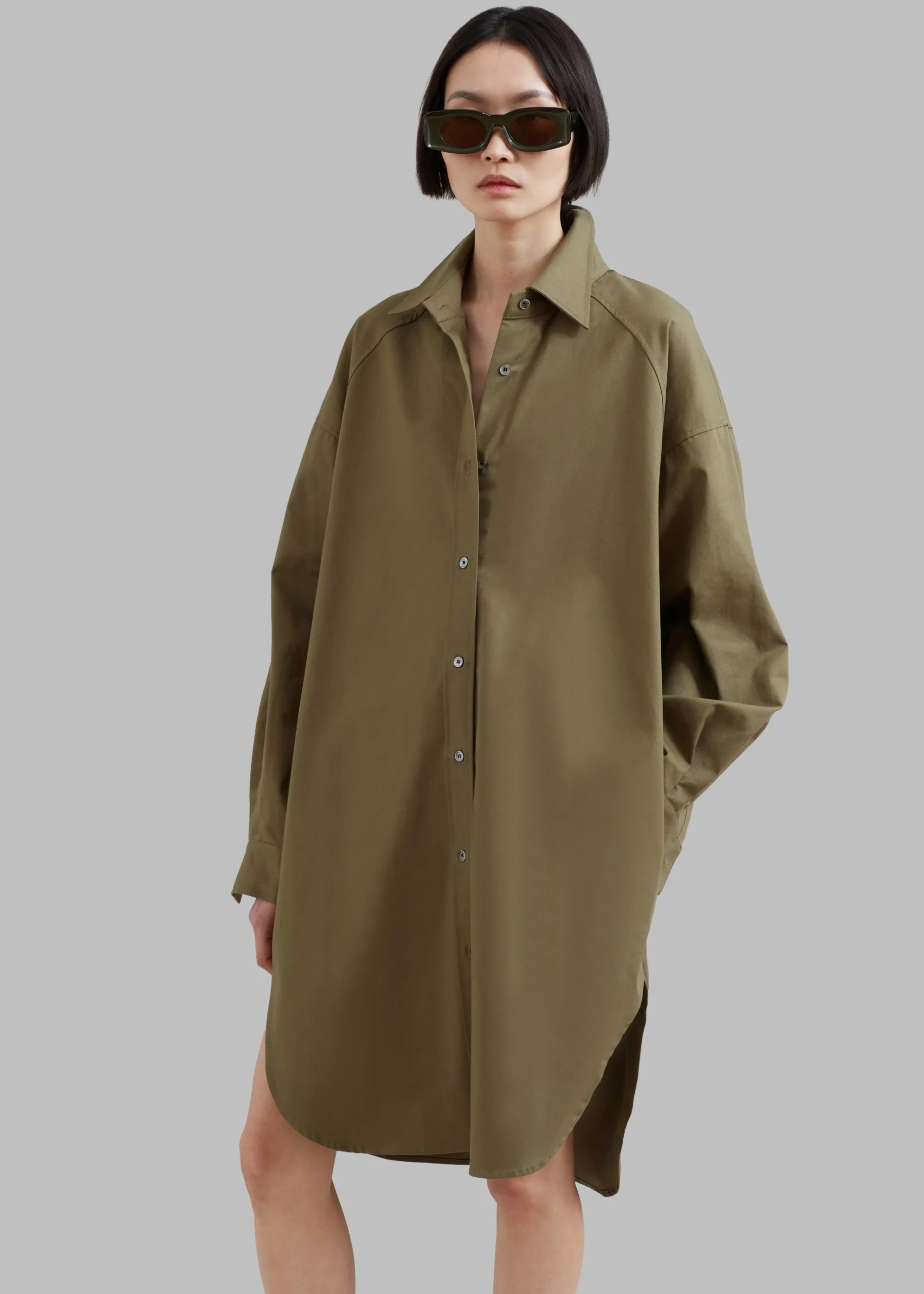 The Frankie Shop Karole Shirt Dress Olive Hot