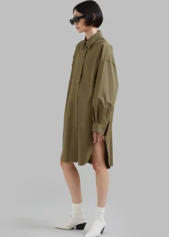 The Frankie Shop Karole Shirt Dress Olive Hot