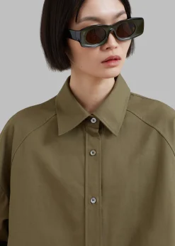 The Frankie Shop Karole Shirt Dress Olive Hot