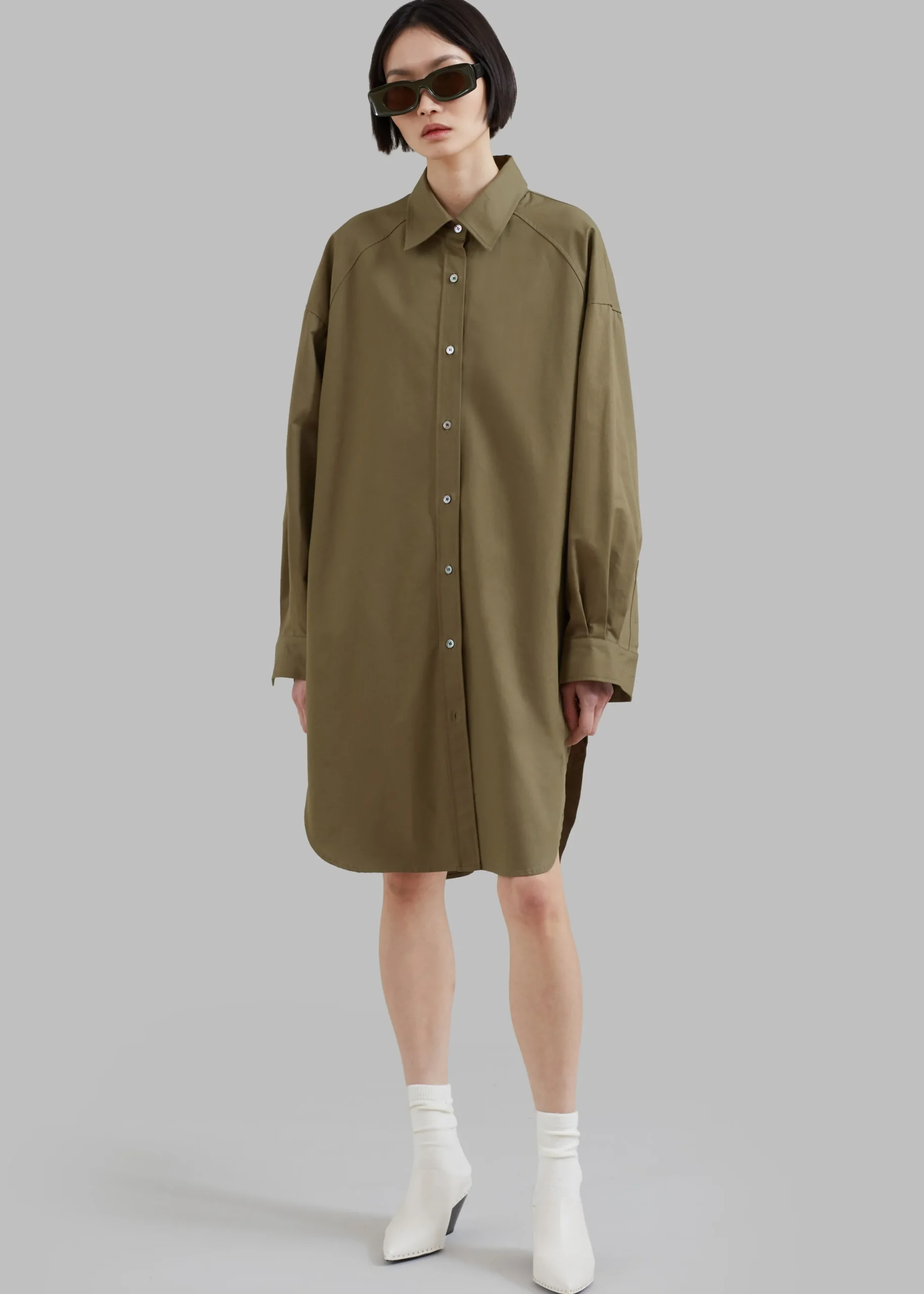The Frankie Shop Karole Shirt Dress Olive Hot