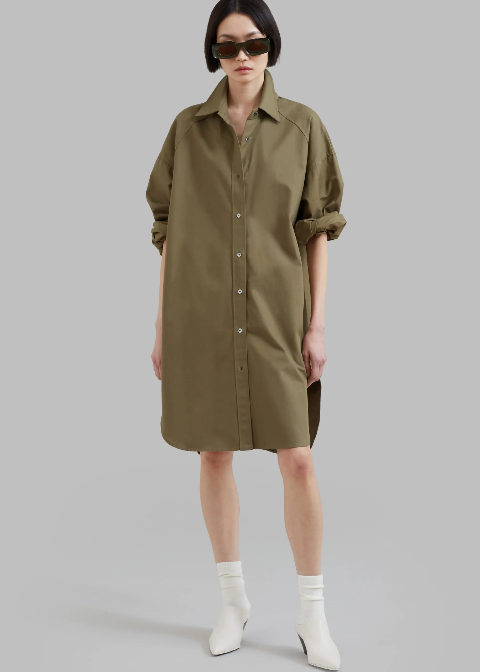 The Frankie Shop Karole Shirt Dress Olive Hot