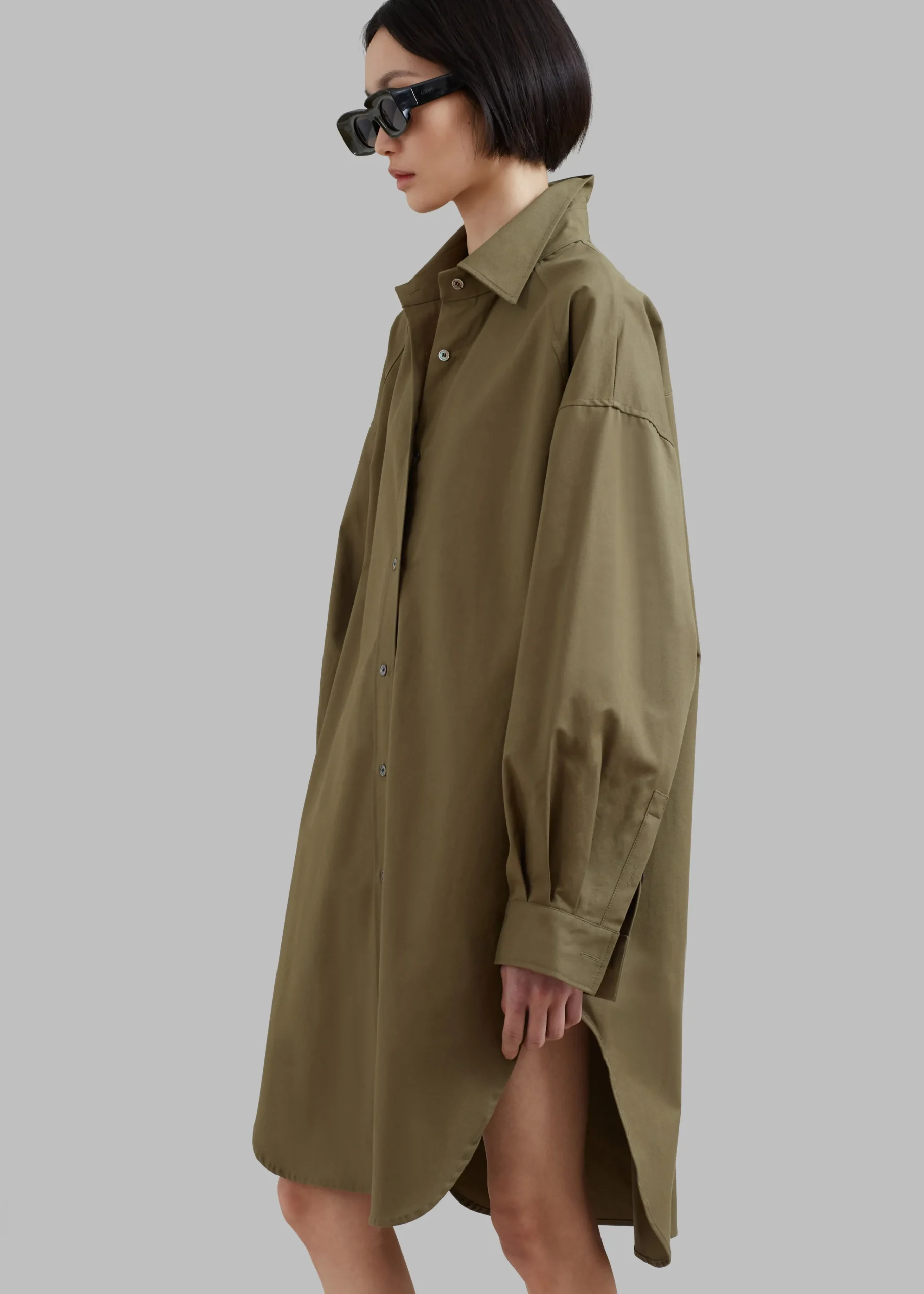The Frankie Shop Karole Shirt Dress Olive Hot