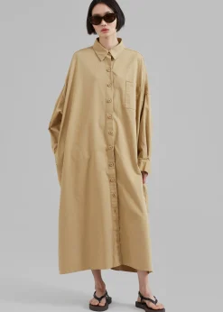 The Frankie Shop Kason Oversized Shirt Dress Sahara