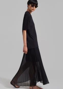 The Frankie Shop Kaya Pleated Maxi Skirt Black