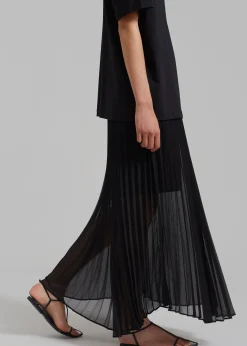 The Frankie Shop Kaya Pleated Maxi Skirt Black