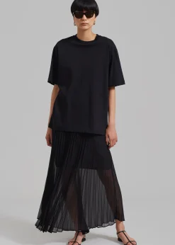 The Frankie Shop Kaya Pleated Maxi Skirt Black