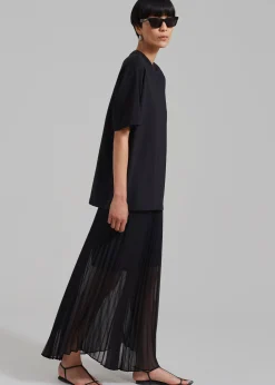 The Frankie Shop Kaya Pleated Maxi Skirt Black