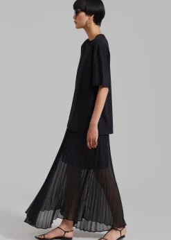 The Frankie Shop Kaya Pleated Maxi Skirt Black