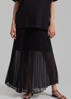 The Frankie Shop Kaya Pleated Maxi Skirt Black