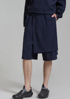 The Frankie Shop Keanu Light Wrap Shorts Blue Outlet
