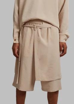 The Frankie Shop Keanu Light Wrap Shorts Natural Clearance