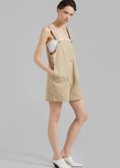 The Frankie Shop Keeley Overall Shorts Beige Clearance