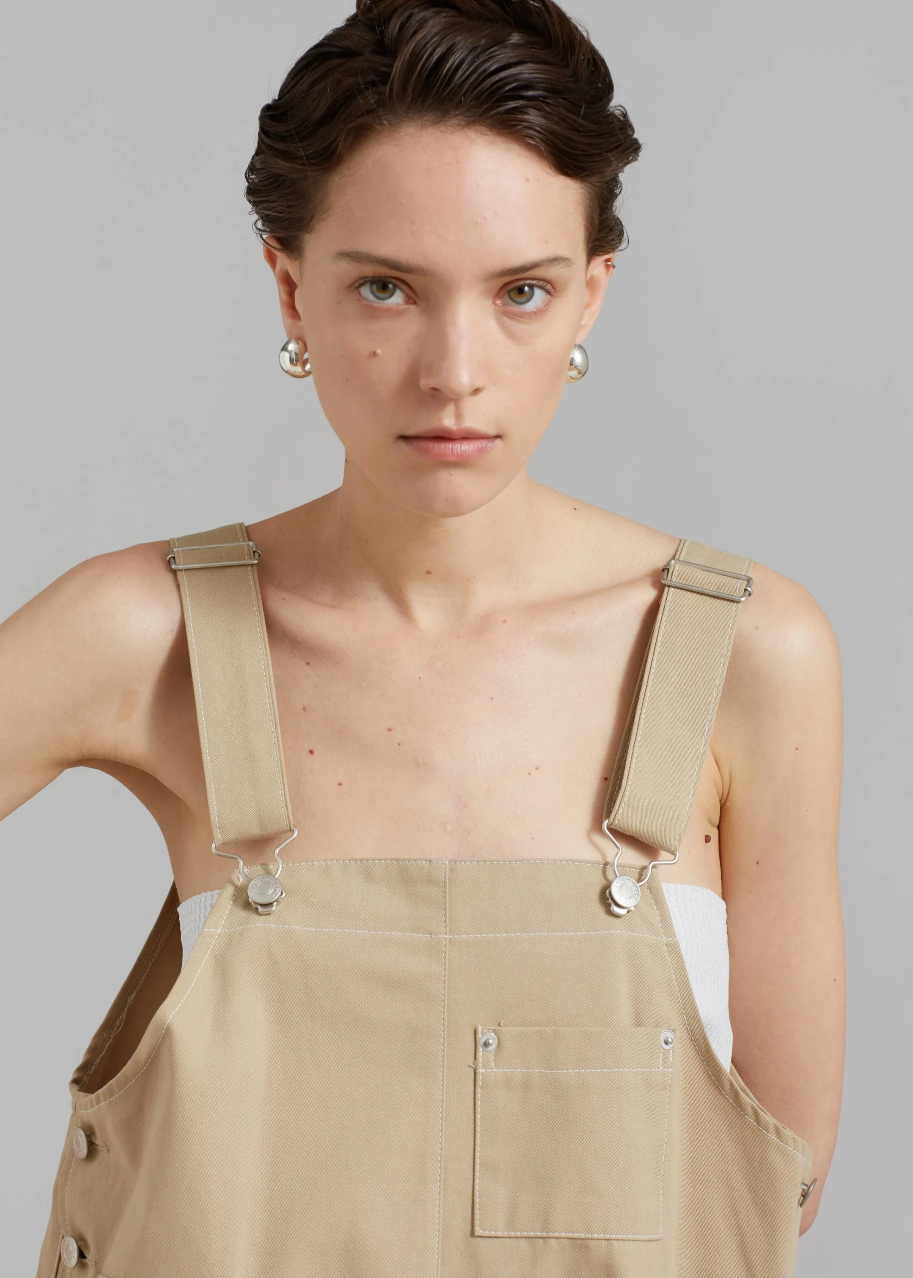 The Frankie Shop Keeley Overall Shorts Beige Clearance