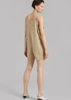 The Frankie Shop Keeley Overall Shorts Beige Clearance