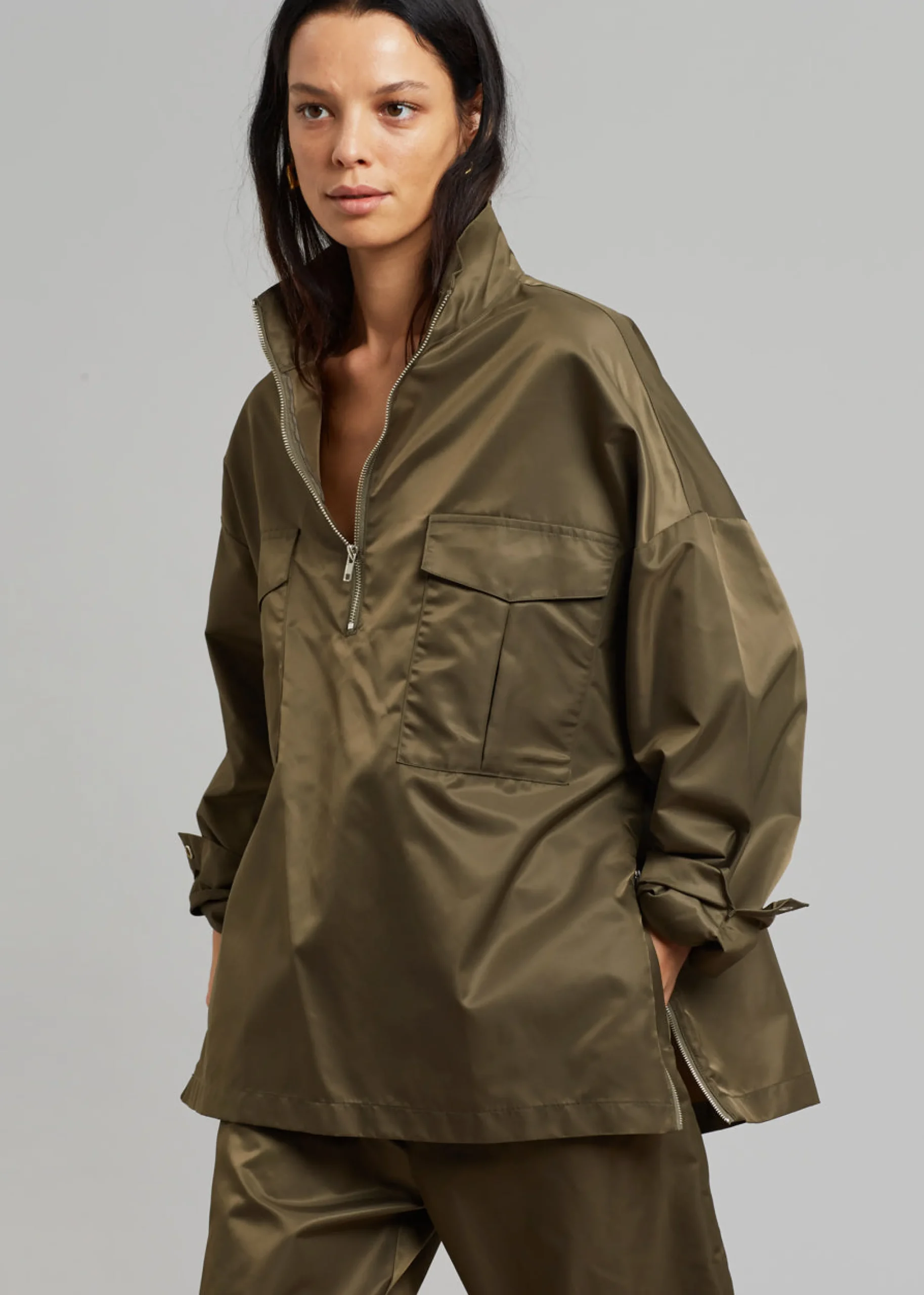 The Frankie Shop Kevin Anorak Jacket Khaki Brown Sale