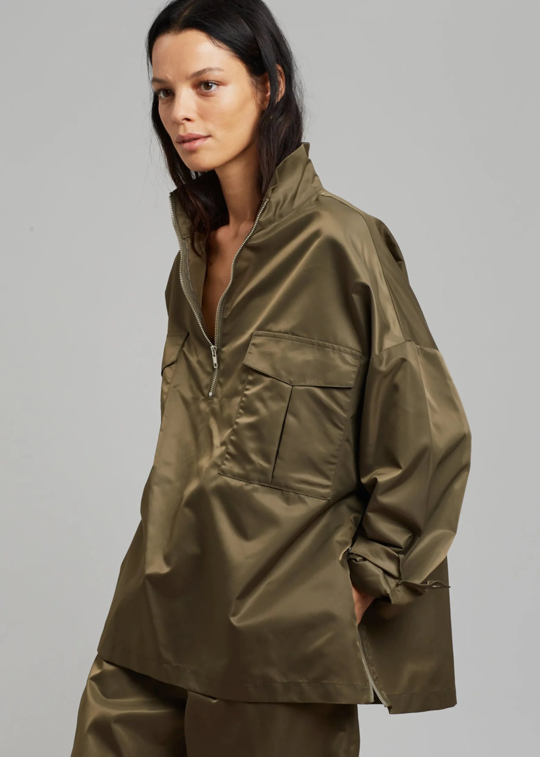 The Frankie Shop Kevin Anorak Jacket Khaki Brown Sale