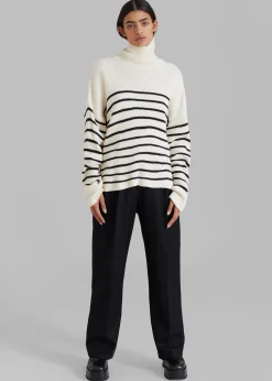 The Frankie Shop Kyo Turtleneck Sweater Black Stripe Clearance