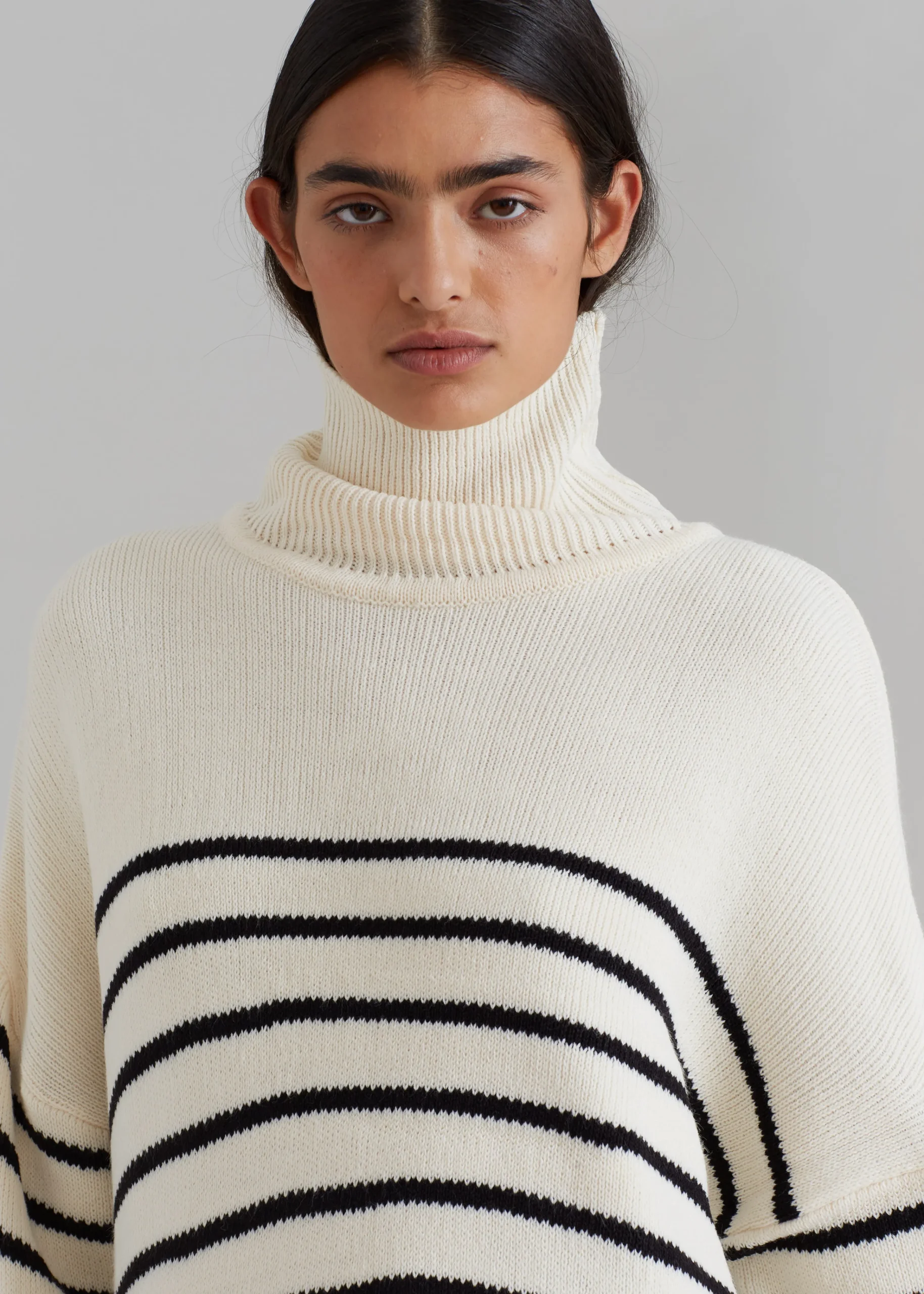 The Frankie Shop Kyo Turtleneck Sweater Black Stripe Clearance