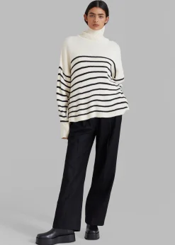 The Frankie Shop Kyo Turtleneck Sweater Black Stripe Clearance