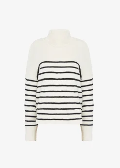 The Frankie Shop Kyo Turtleneck Sweater Black Stripe Clearance