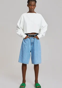 The Frankie Shop Kyra Denim Short Worn Wash Discount