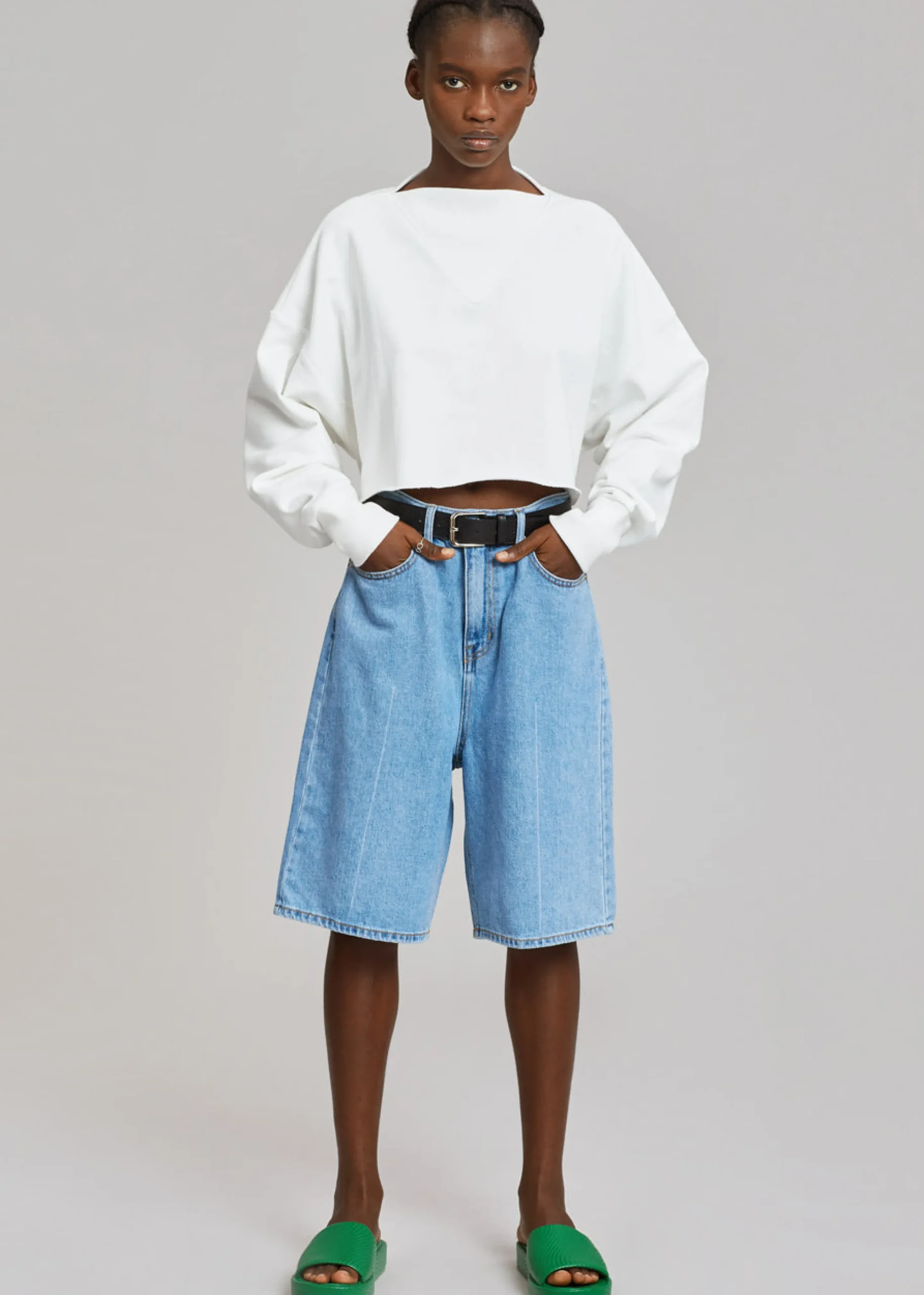 The Frankie Shop Kyra Denim Short Worn Wash Discount