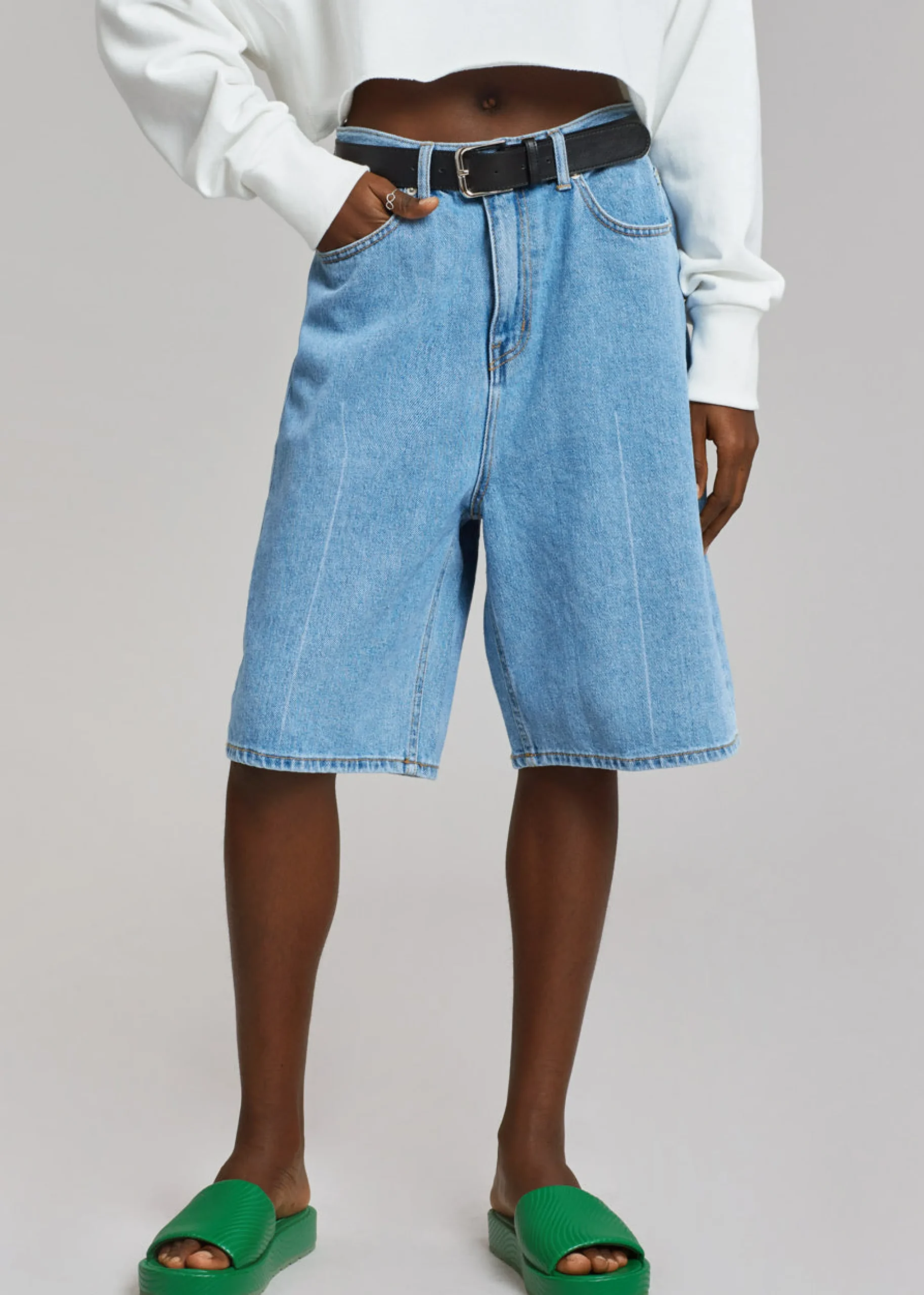 The Frankie Shop Kyra Denim Short Worn Wash Discount