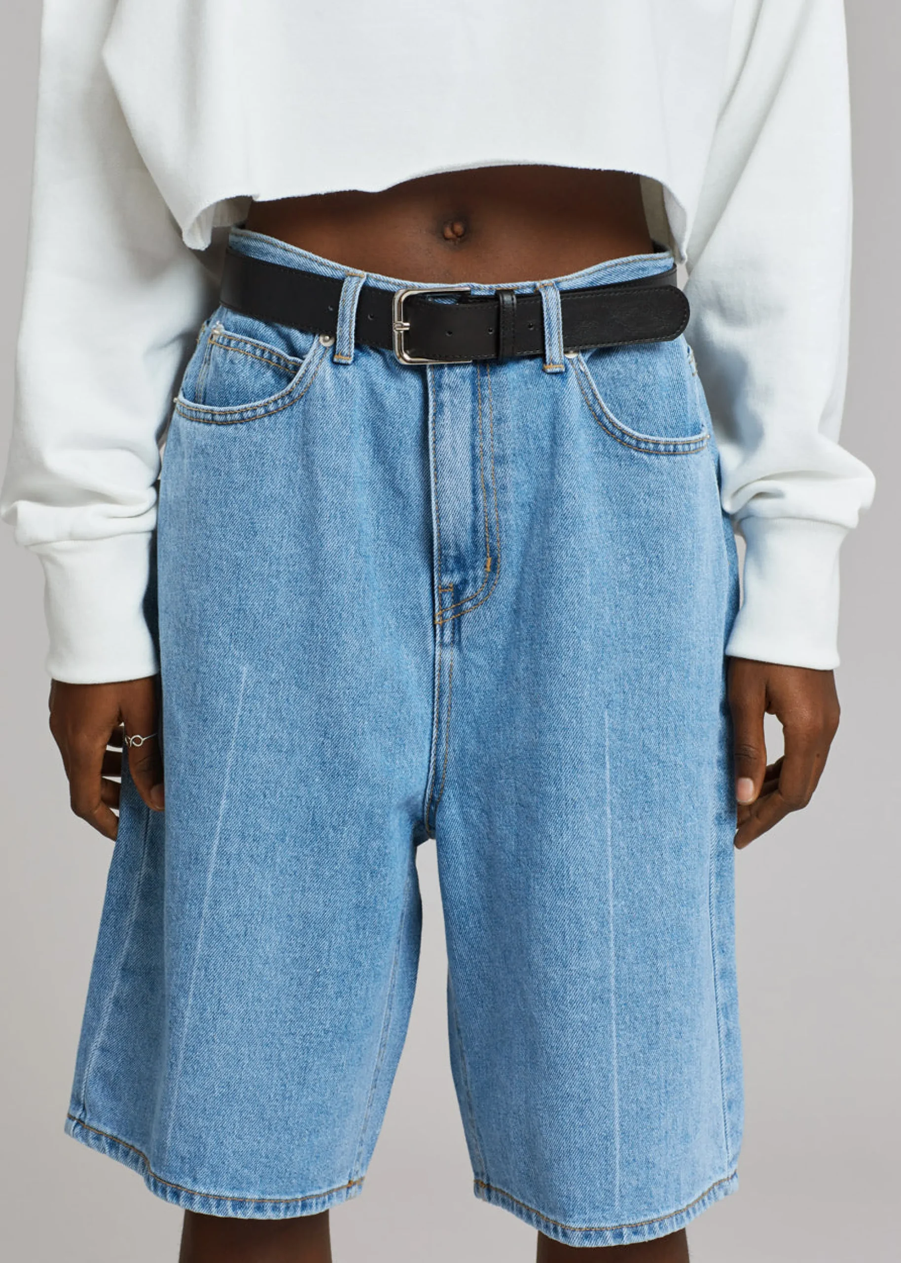 The Frankie Shop Kyra Denim Short Worn Wash Discount