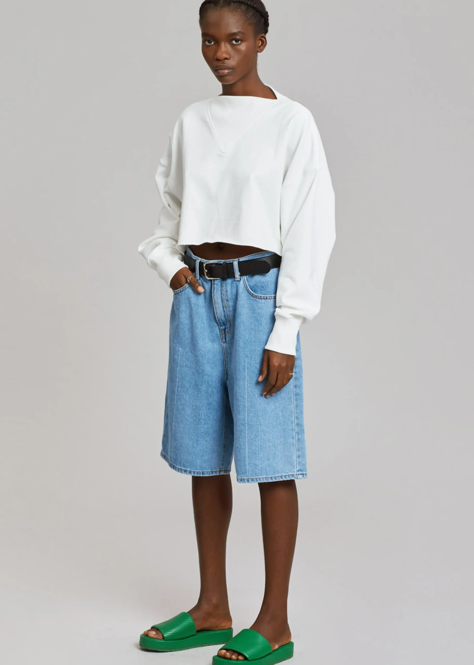 The Frankie Shop Kyra Denim Short Worn Wash Discount