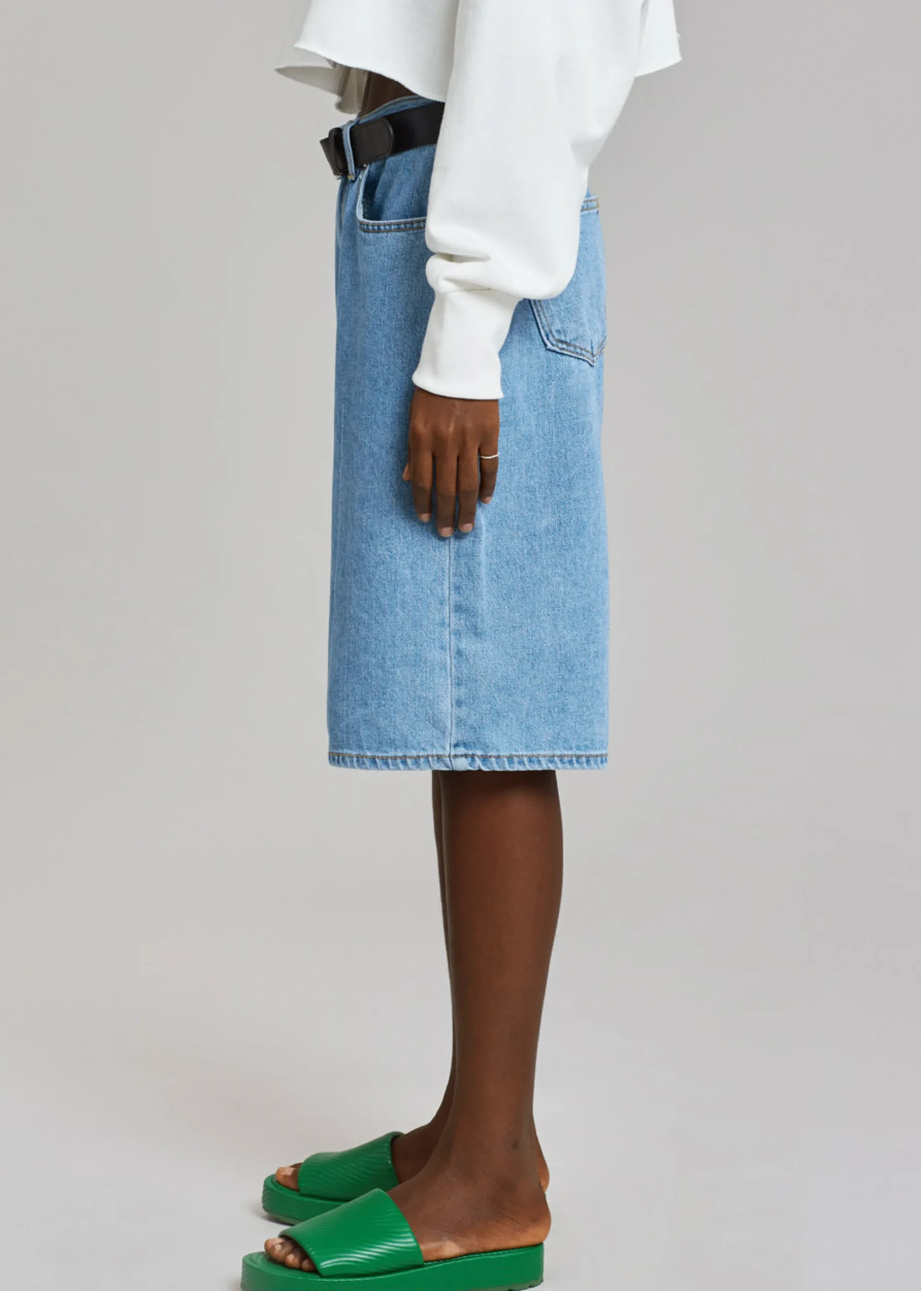 The Frankie Shop Kyra Denim Short Worn Wash Discount