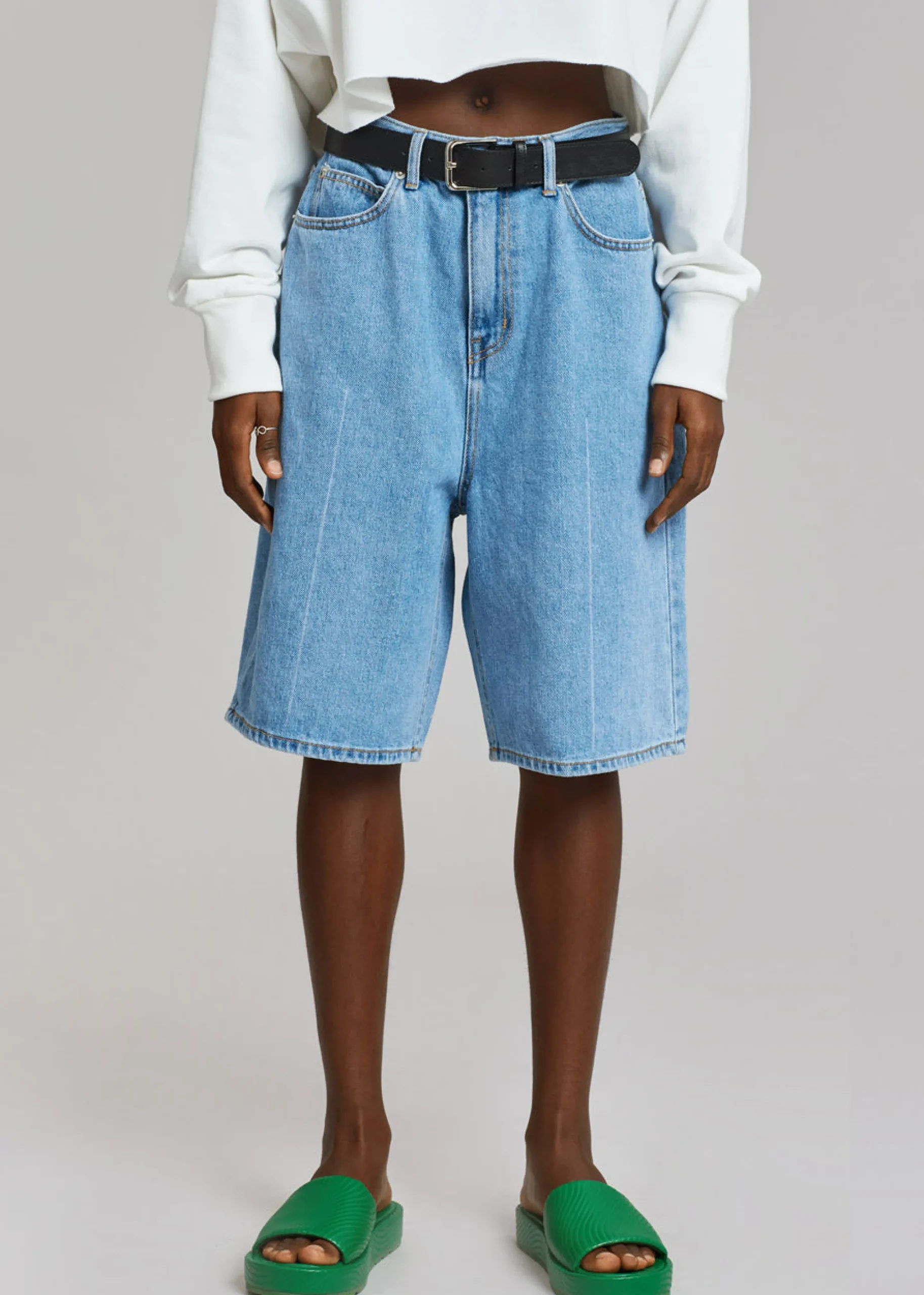 The Frankie Shop Kyra Denim Short Worn Wash Discount