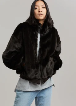 The Frankie Shop Lea Faux Fur Jacket Java Clearance