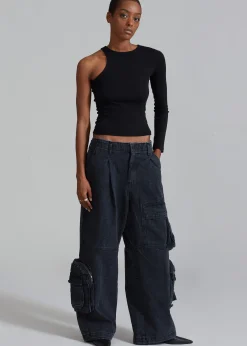 The Frankie Shop Lenny Cargo Jeans Black Washed Outlet