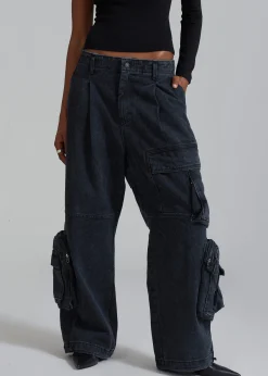 The Frankie Shop Lenny Cargo Jeans Black Washed Outlet
